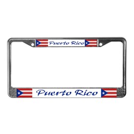 CafePress Puerto Rico Flag License Plate Frame Chrome License Plate Frame, License Tag Holder