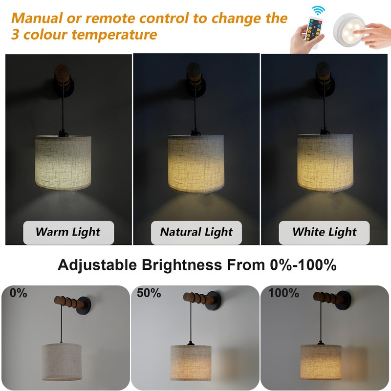 XSDeTu Rechargeable Battery Operated Wall Sconces Set of 2, Modern