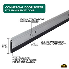 M-D Building Products 68247 All Season Aluminum Door Sweep for Bottom of Door, Heavy Duty Rubber Seal, Exterior & Interior Weather Stripping Bottom Door Seal, Commercial & Residential, (Silver, 36in)