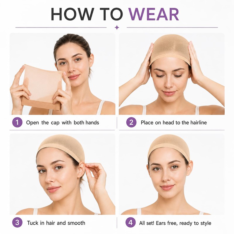 4 Pieces Wig Caps Breathable Ultra-thin Stretchy WigCap Stocking for