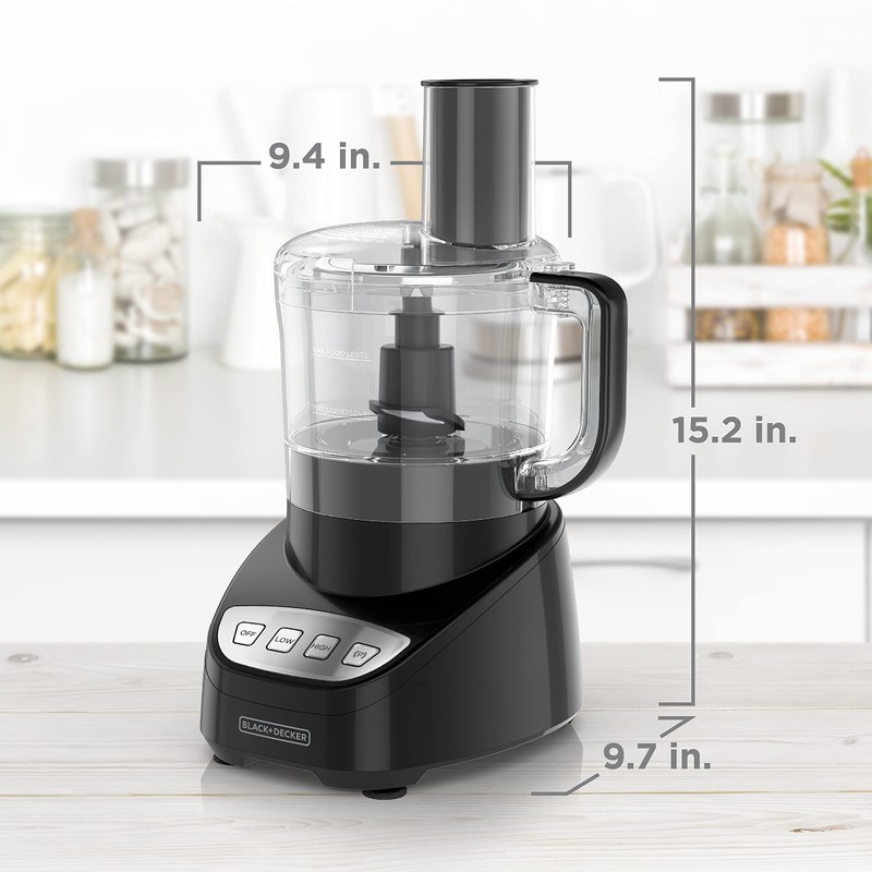 BLACK+DECKER 8-Cup Food Processor, Easy Assembly, Stainless Steel S-Blade, Shred,