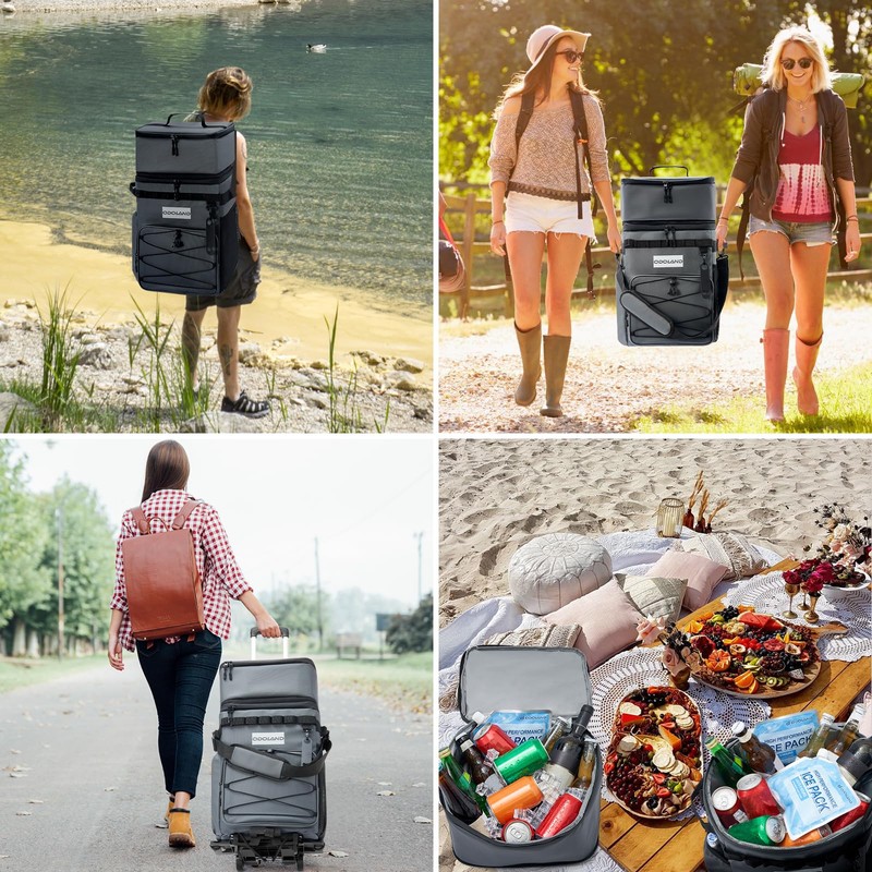 Odoland 48/72 Cans Soft Cooler with Wheels and Handle Collapsible