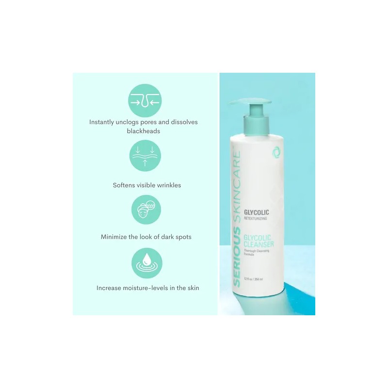 Serious Skincare Limpiador Glicólico De 12 Onzas Lavado Faci