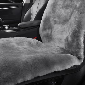 IRIWOOL Fluffy Fur Sheepskin Car Seat Cover Automotive Interior Accessories Seat Covers Accessories Seat Cushions， Soft Natural Pure Wool ，Universal Fits Most Cars SUVs (Grey, Universal Fit)