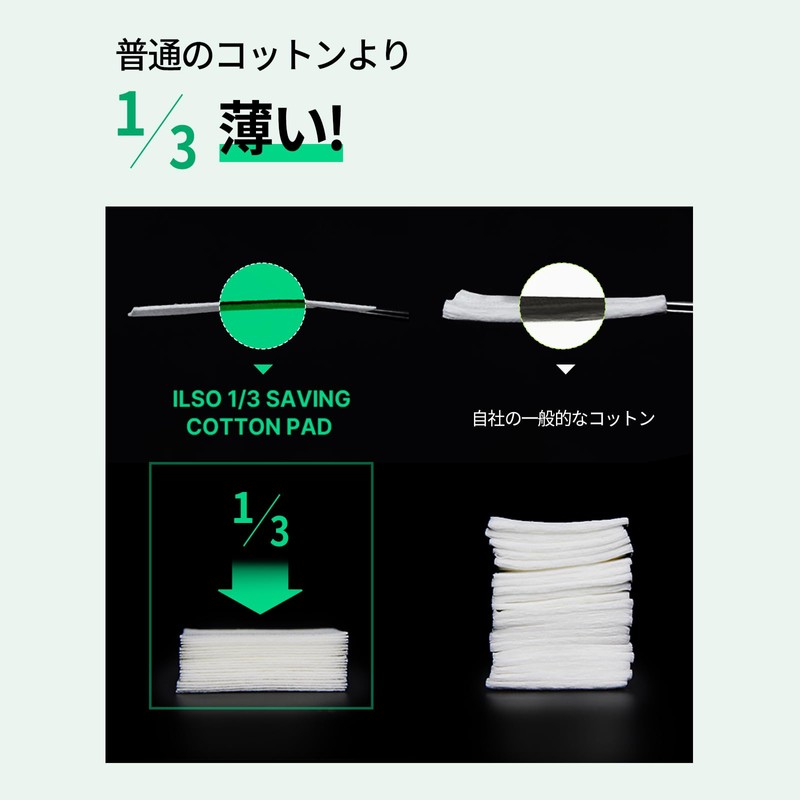 ilso 1/3 Saving Cotton Pads, 40 Pieces, Cosmetic Cotton Pack,