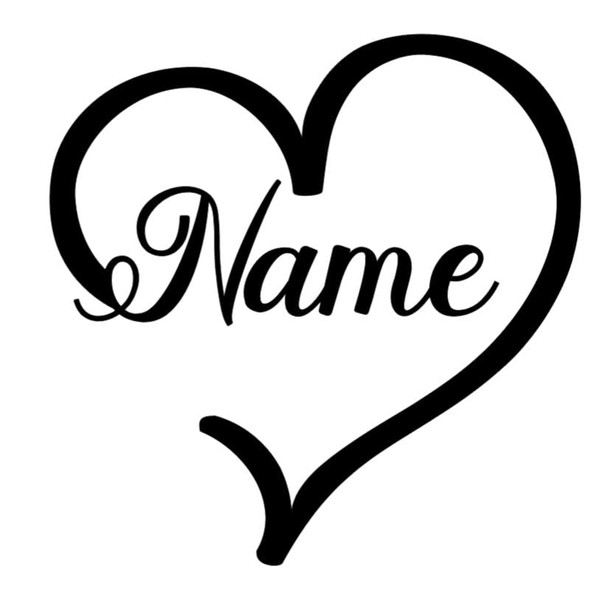 Personalized Custom Font Heart Name Decal Sticker - Great for