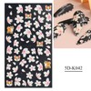 LANODO 3 Piece Nail Stickers, 5D Flowers, Grass Nail Sticker