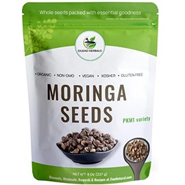 Organic Moringa Seeds - Gilead Herbals - 1000 Seeds Approx.- Wingless Seeds - PKM1 Variety - 8 Oz - Snacking - Planting - Moringa Oleifera Seeds - Malunggay - Semillas De Moringa - Drumstick - Non-GMO