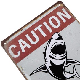 ERLOOD Caution Shark Crossing Vintage Tin Signs Retro Metal Wall Poster Decorative Tin Sign 8 x 12