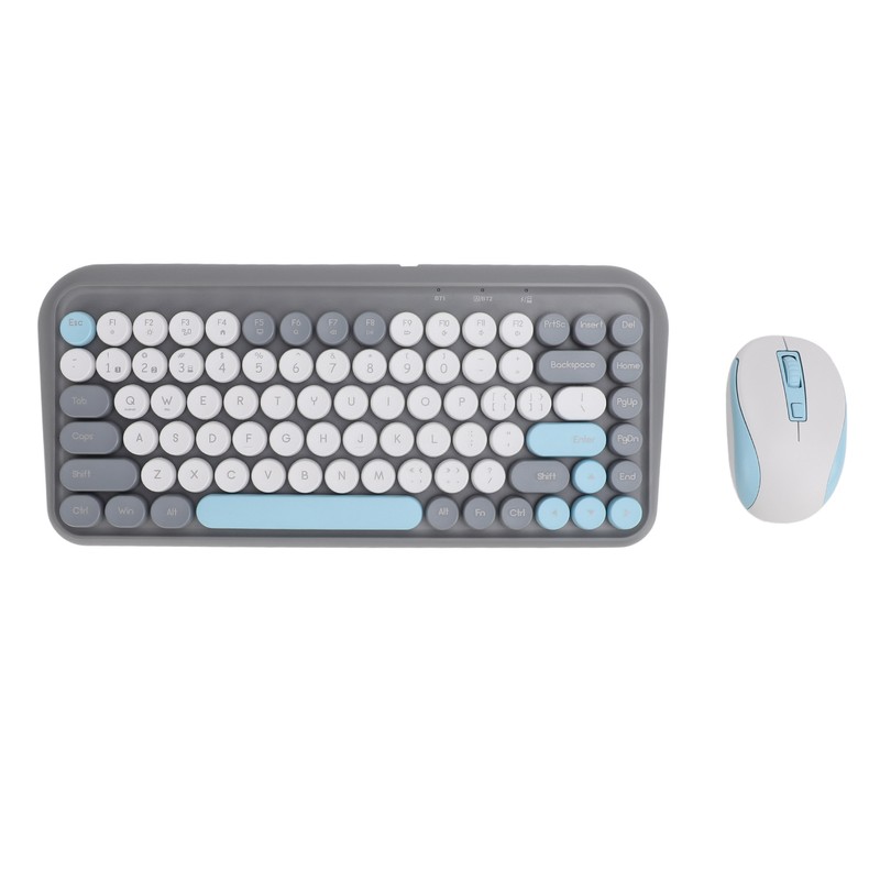 Wireless Keyboard and Mouse Combo 2.4G and Bluetooth Quiet Round