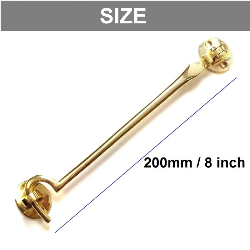 TERF® 200mm Heavy Duty Polished Brass Cabin Door Hook and