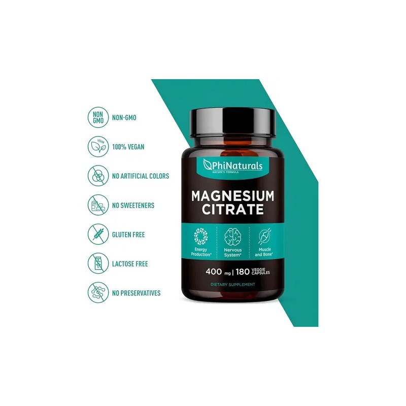 Citrato De Magnesio 400mg X 180 Capsulas