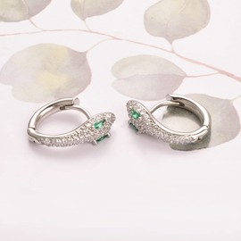 JOLCHIF Cartilage Snake Hoop Earrings for Women 14K White Gold Plated Cubic Zirconia Earrings Hypoallergenic Jewellery