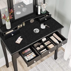 CAX Black Glitter Peel and Stick Wallpaper Sparkle Self-Adhesive Contact Paper for Cabinets Removable Glitter Black Wallpaper Stick and Peel for Bedroom Drawer Dresser 17.3''x120''