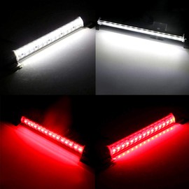MDLUFY Strobe LED License Lamp, 12V 30SMD 5630 LED Rear Fog Lamp, White High Brightness Backup Lamp + Strobe Red Brake Lamp, Waterproof, Car Warning Light, Rear Fog Light, Universal
