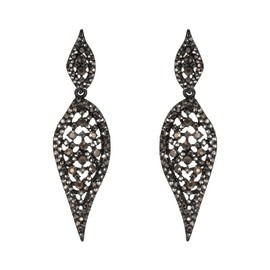 EVER FAITH Leaf Earrings Costume Party Jewellery 2 Leaves Round Crystal Hollow Out Chandelier Earrings for Women, Crystal, No Gemstone