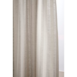 Solino Home Stripe Linen Sheer Curtain 96 Inches - Doro Natural Flax Linen X Cotton Curtain 52 x 96 Inch - Rod Pocket Window Treatment Panel for Living Room, Bedroom, Indoor, Outdoor - Zoe
