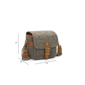 Bolsa de lona clásico para cámara DSLR/SLR, funda protectora gruesa para cámara y lente, resistente al agua, bolsa de hombro para fotografía, senderismo, disparos y viajes (verde militar)