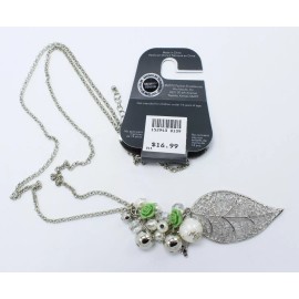 Minicci New Silver Tone Necklace with Leaf Pendant & Roses by Minicci #N2233