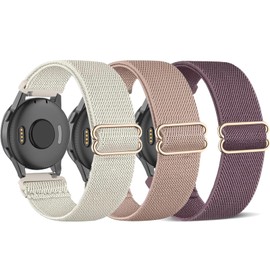 TUCOMO Pack of 3 Elastic Nylon Wristbands Compatible with 20 mm Garmin Venu Sq/Venu Sq 2/Venu 2 Plus/Venu, Loop Stretchy Watch Strap for Garmin Vivoactive 5 / Vivoactive 3 / Vivomove HR Men Women