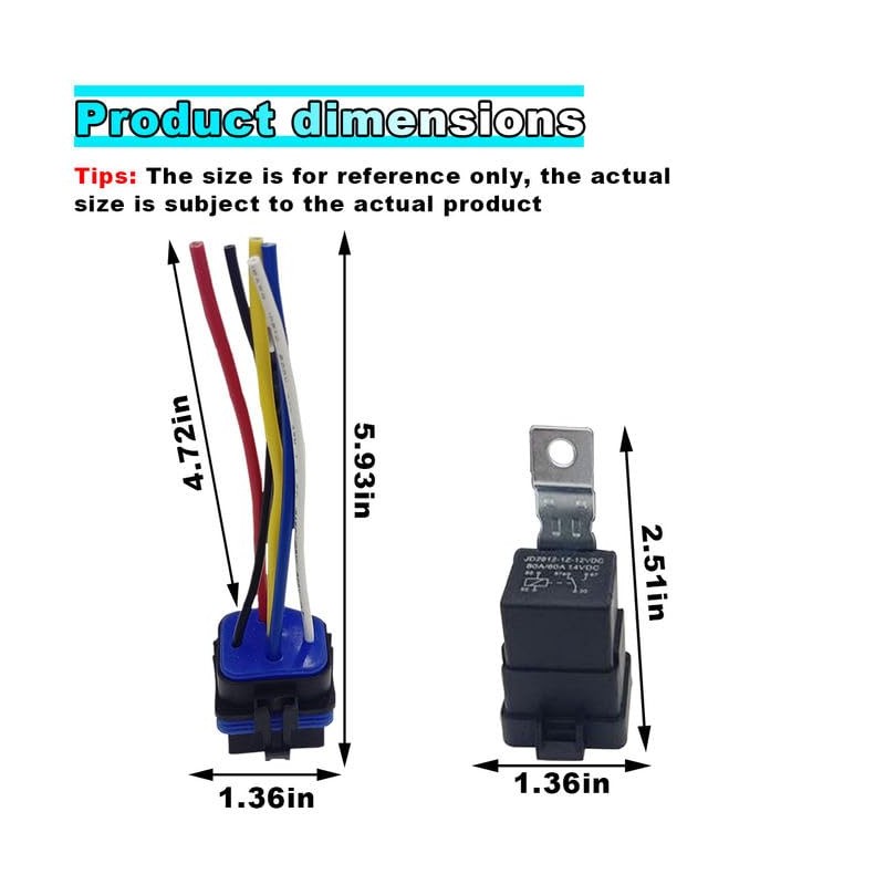 80AMP 5-Pin SPDT Waterproof Relay with Socket Harness Kit, 12
