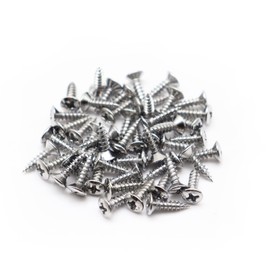 Samherome 3MM Durable Guitar Pickguard Screws Pick Guards Scratch Plate Mounting Screws Guitar Repair Screws for Fender Guitars Tele Gibson LP Les Paul SG Electric Guitar Bass Pack of 50 (Chrome)