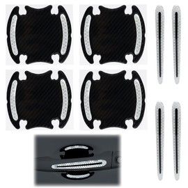 KUEEA Universal Car Door Handle Protection Film, Set of 8, Blue Carbon Fibre Reflective, Scratch Protection for Door Handle Grips and Scales