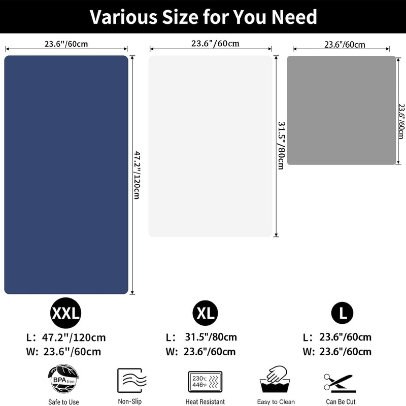 2MM Super Thick Large Silicone Mat, 23.6"x23.6" Silicone Mats for