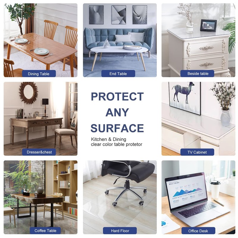 Rectangular Clear Table Protector 18x30 Inch Crystal Top Mat Transparent