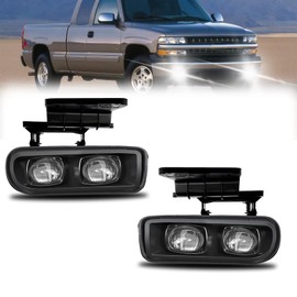 LED Fog Lights for 2003 2004 2005 2006 2007 Chevy Silverado All Models/ 2002 2003 2004 2005 2006 Chevy Avalanche, 1 Pair Front Bumper Driving Fog Lamps with 2 Color DRL (LED Ver.2)