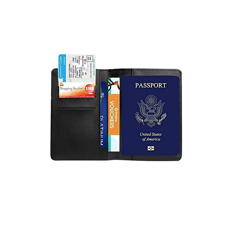 TROFUNG PU Leather Passport Holder Travel Wallet RFID Blocking Card