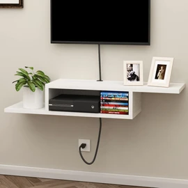 ChooChoo Floating TV Stand Shelf, Wall Mount Entertainment Center Media Console for Living Room, Bedroom, White