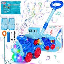 Goenb Automatic Bubble Machine Blower Maker, Bubble Music Train with Light Lawn Mower Outdoor Toy for Children Toddlers for Christmas Party Birthday Gifts