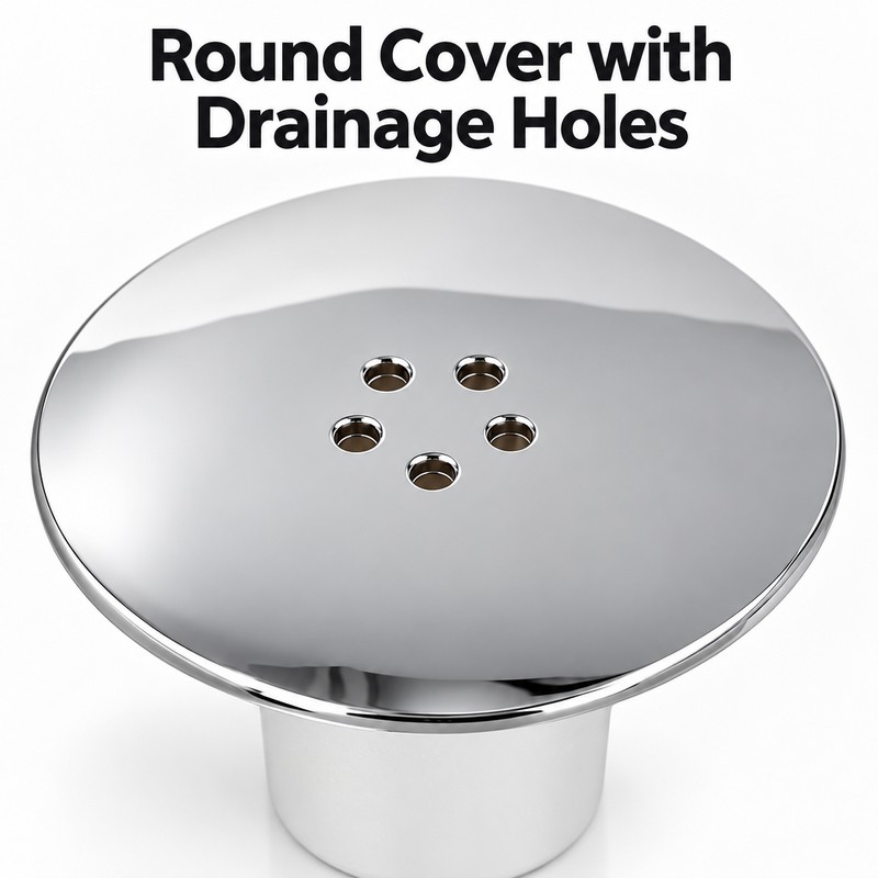 Round Shower Floor Drain Cover with Removable Waste Trap Insert