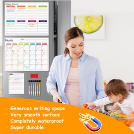 Magnetic Sheets for Fridge, Set of 3, Magnetic Whiteboard, Fridge, Whiteboard, Sheet, Adsorption, Magnet, Stick to Metal Surfaces, Thick Magnetic Sheet, Monthly Planner, Schedule, Refrigerator Magnet