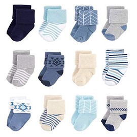 Hudson - Calcetines de algodón para bebés y niñas, Azul Gris Azteca, 6-12 Meses