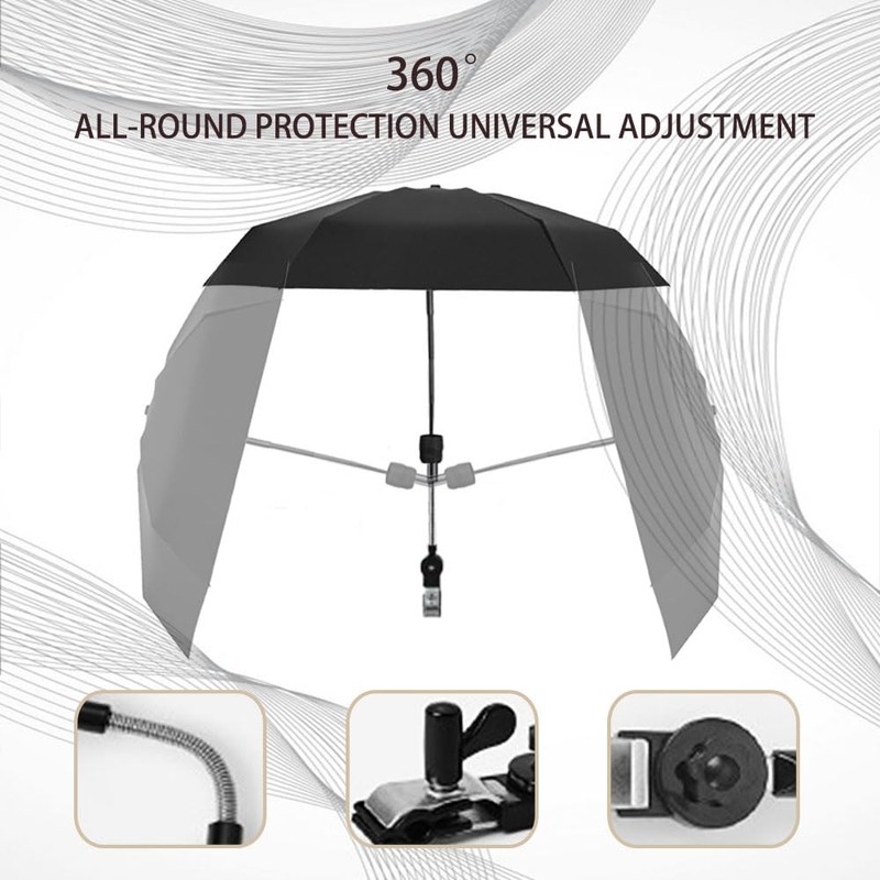 Pram Parasol,Clip on Parasol,Adjustable Steering Angle, Clip-On All-Round Protection, Pram