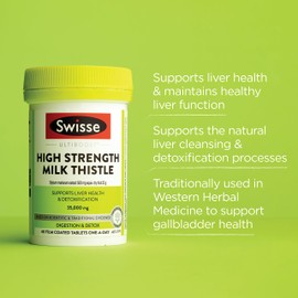 Swisse Ultiboost High Strength Milk Thistle - Suppots Liver Health & Detoxification - 60 Tablets