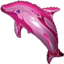 Giant Super Shape Sealife Aquactic Fish Foil Balloons XL Large Children's Birthday Party Decoration Suitable for Air or Helium (Pink Dolphin 37")