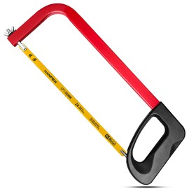 Hanpex 12in. High-Tension Hacksaw Frame with 24 TPI Bi-metal Blade, Hand Saw Suitable for Metal, wood, PVC, Carpentry（Black Handle）