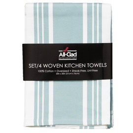 All-Clad Woven Bistro Kitchen Towels: Highly Absorbent, Super Soft Long Lasting - 100% Cotton, 20"x30" Dish Towels for Cleaning & Drying Dishes, Pans, Glassware, or Countertops, (4-Pack), Rainfall