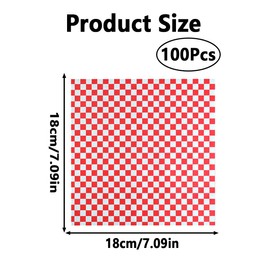100Pcs Greaseproof Paper Sheets Food Grade Wrap Paper Checkered Food Basket Liners Oil-Proof Baking Paper Circles for Deli Sandwich Cakes Cheese