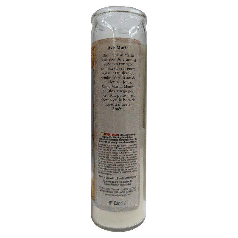 Generic Hail Mary (Ave Maria) Devotional Candle, White