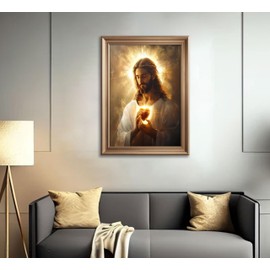 Arte de pared en lona del Sagrado Corazón de Jesús Cristo Jesús Divina Misericordia Retrato Tranquilidad Pintura de pared Decoración de pared Póster para sala de estar, recámara, iglesia, oración,