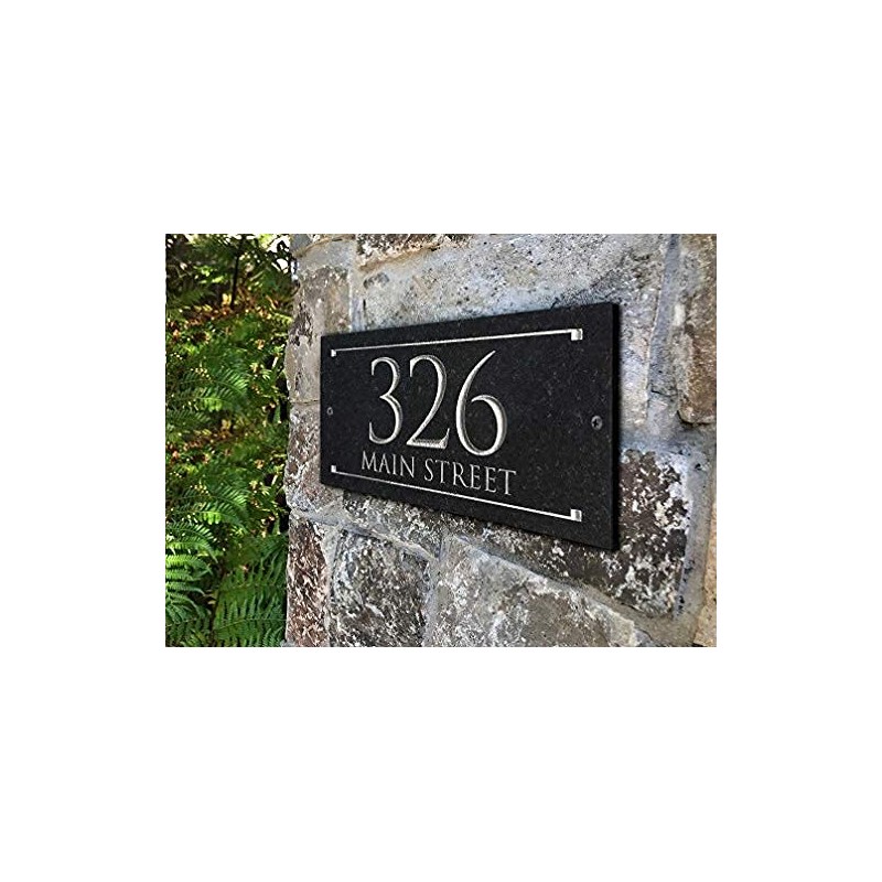 Stone Address Plaque With Engraved Numbers. Address Sign Made from