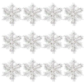 Thyonta 30 Pcs Artificial Snowflake Ornaments Christmas Decorative Enhance Festive Atmosphere Plastic Snowflakes Beautiful and Reusable Holiday Decor for Trees and Windows