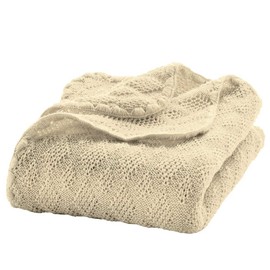 Disana Wool Baby Blanket, 100% Organic Merino Wool GOTS, IVN Best Cuddly Soft Knitted Blanket with Ajour Pattern, Newborn Baby, Toddler, Child, Unisex, Baby First Equipment, Made in Germany, Natural