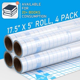 Chell 4 Pack Clear Contact Paper Roll for Books, 17.5in x 5ft Clear Self Adhesive Book Cover Paper Protector