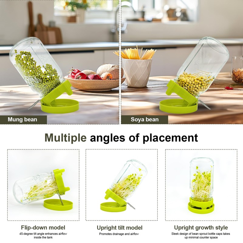 HANTUSWUS Sprouting Lids, Mason Jar Lids Wide Mouth-Sprouting Trays For