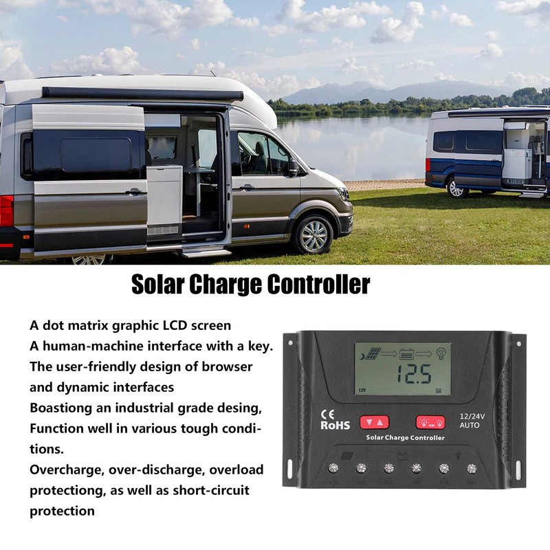 30A 12V/24V PWM Solar Charge Controller Regulator LCD Display Automatic